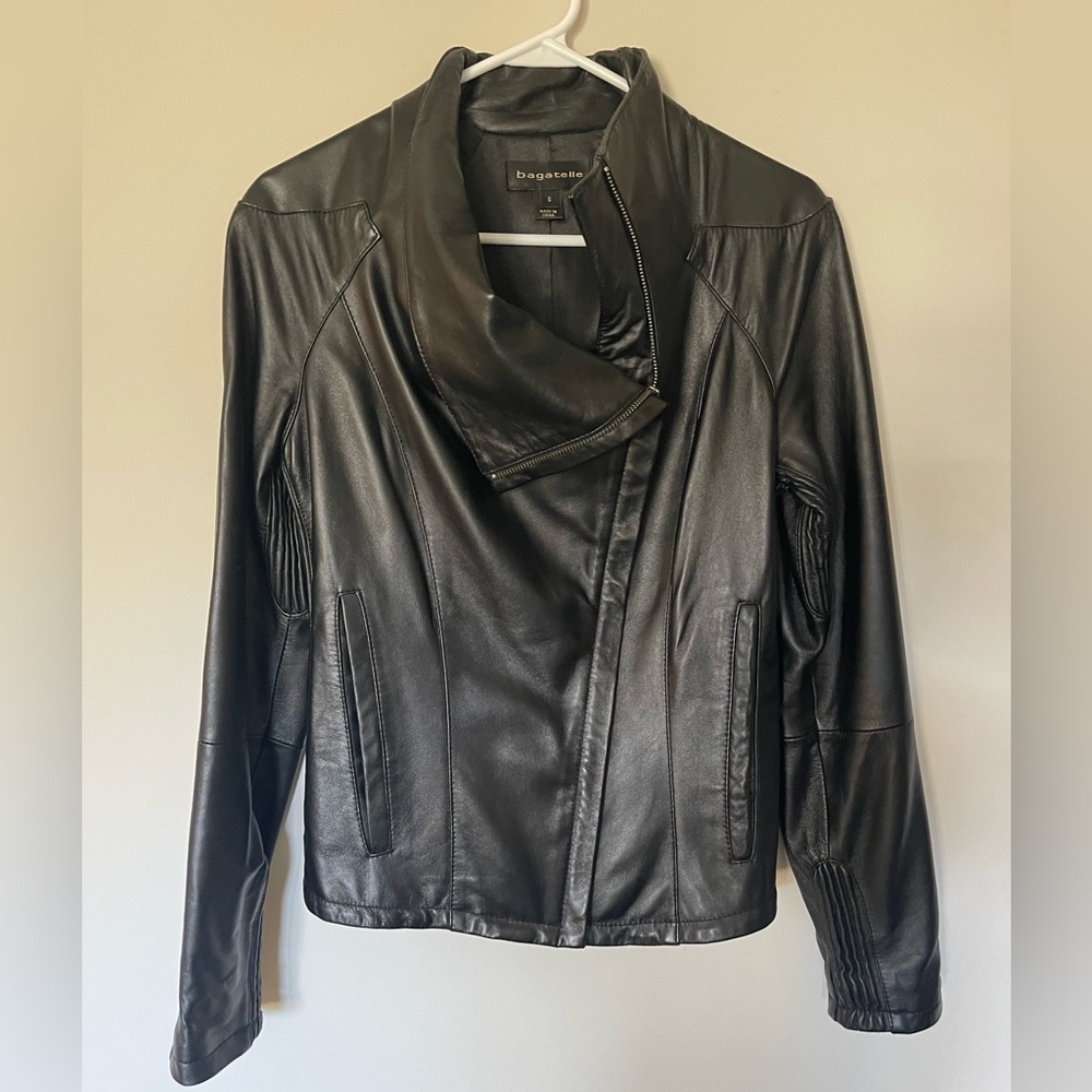 Bagatelle Black Asymmetrical Leather Jackets